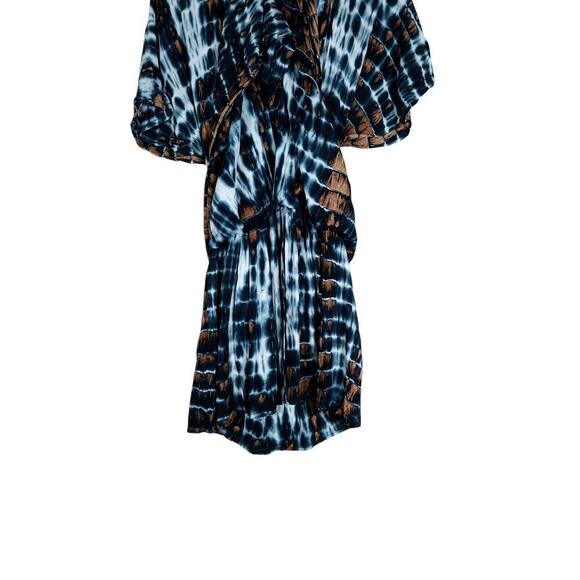 Tiare Womens Maxi Dress Blue Brown Tie Dye  ightweight Cinched Waist Beachy - Picture 13 of 15